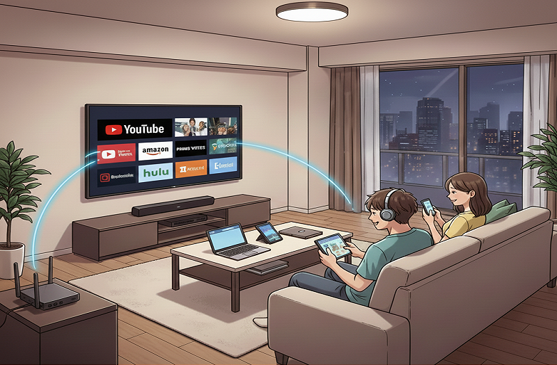 【NEW】スマートテレビ＆高速Wi-Fi完備！