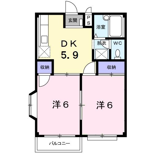 エルディム岡田 2階の物件の間取図