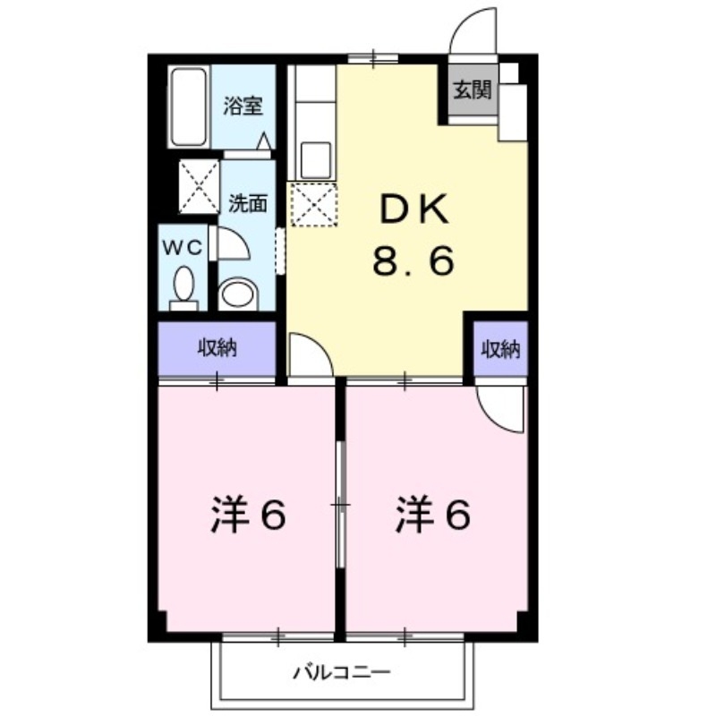 カーサ・ハル美 2階の物件の間取図