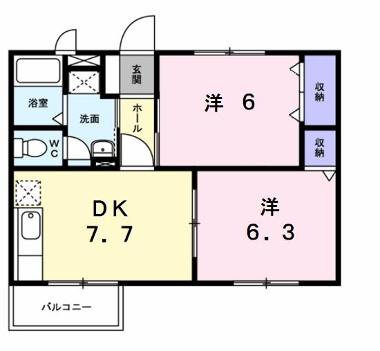 エスポワールＡ 1階の物件の間取図