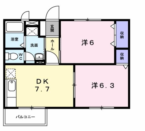 エスポワールＡ 2階の物件の間取図