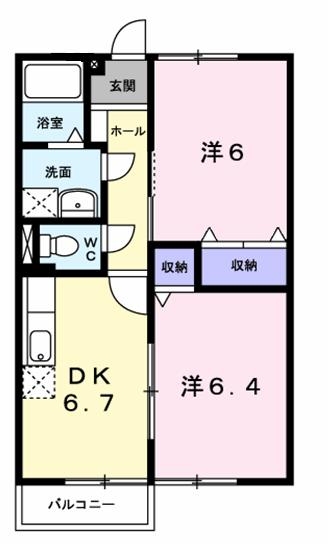 ファミール旭ケ丘Ⅰ 2階の物件の間取図