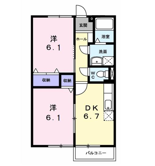 ファミール旭ケ丘Ⅰ 2階の物件の間取図