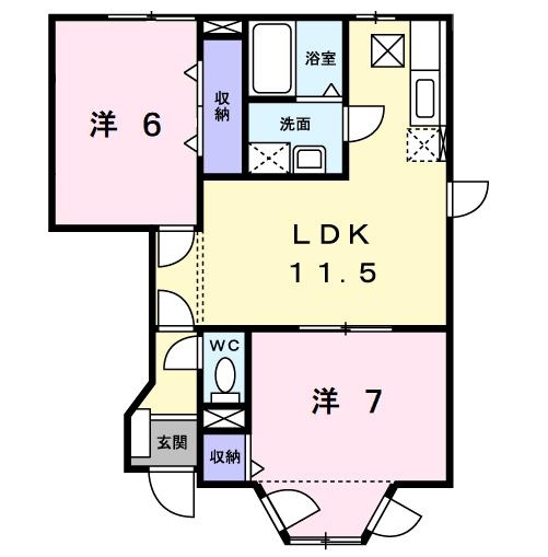 アン・プレーヌＢ 1階の物件の間取図