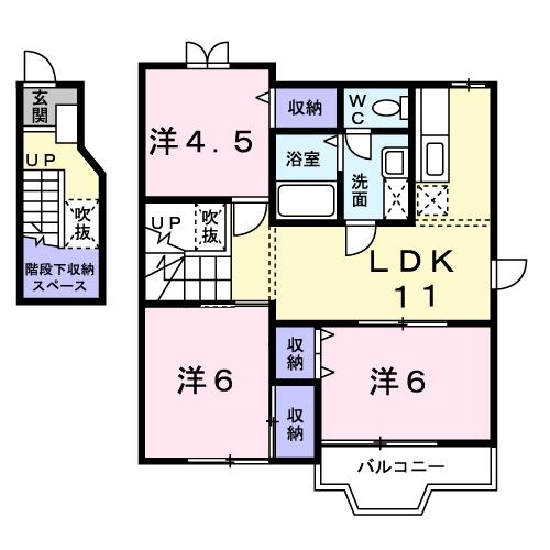 フォンテーヌ・Ⅱ 2階の物件の間取図
