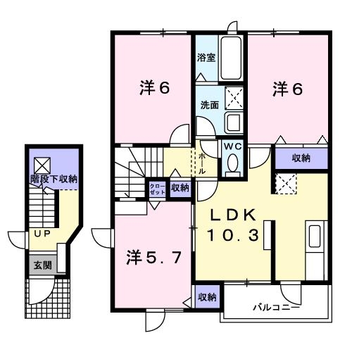 マウントリヴァ２００３　Ⅰ 2階の物件の間取図