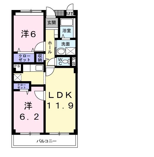 パルテールB 1階の物件の間取図