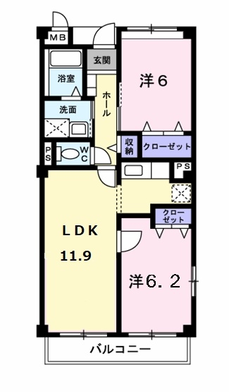 フォンテーヌ・パレスＡ 2階の物件の間取図