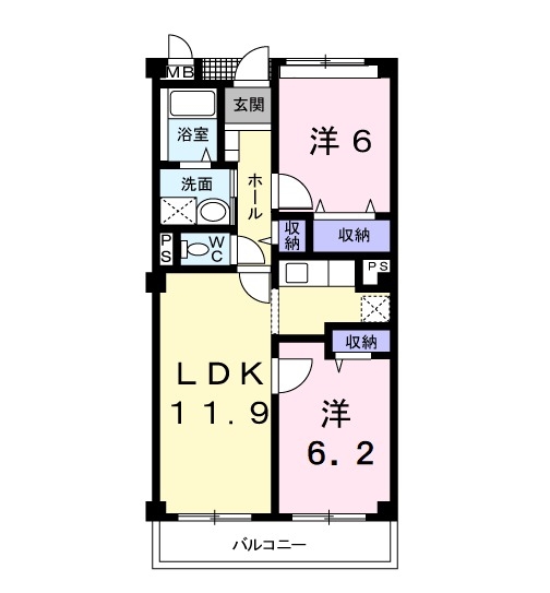 フォンテーヌ・パレスA 2階の物件の間取図