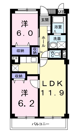 フォンテーヌ・パレスＡ 2階の物件の間取図