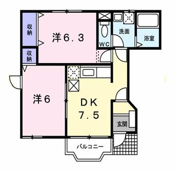 グレイスⅠ 1階の物件の間取図
