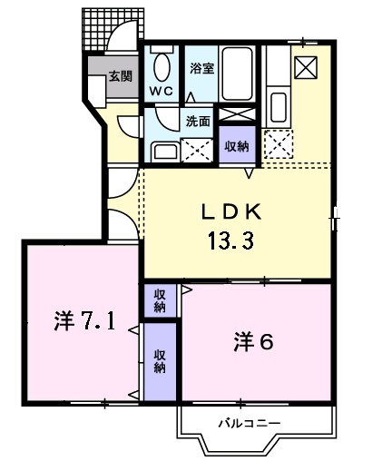 クレーデレ ドーノ メグミ 1階の物件の間取図