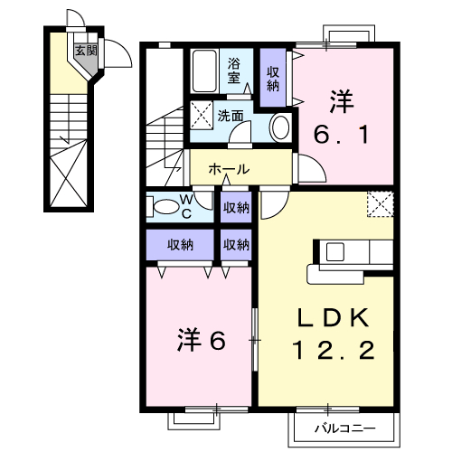 プラトーA 2階の物件の間取図