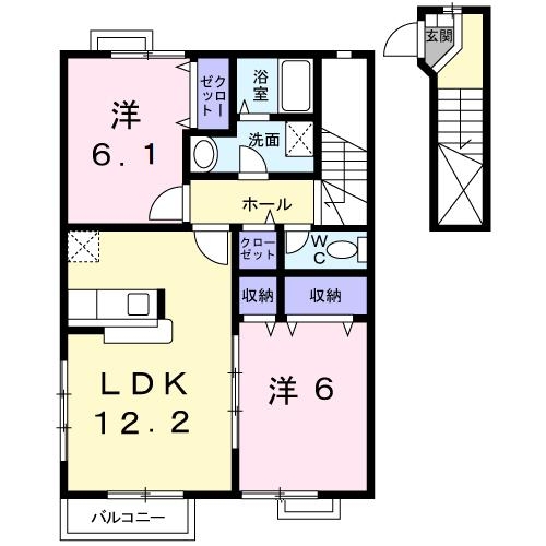プラトーＡ 2階の物件の間取図