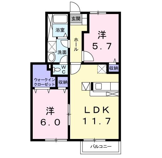 プラトーＢ 1階の物件の間取図