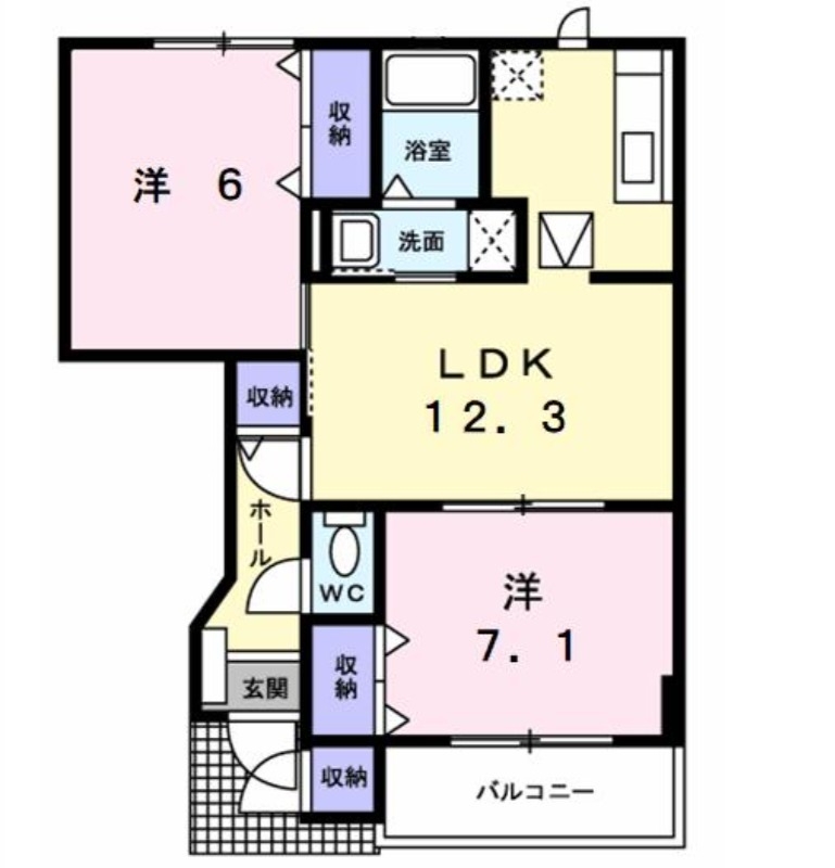 ア・ラ・モード　エムⅡ 1階の物件の間取図