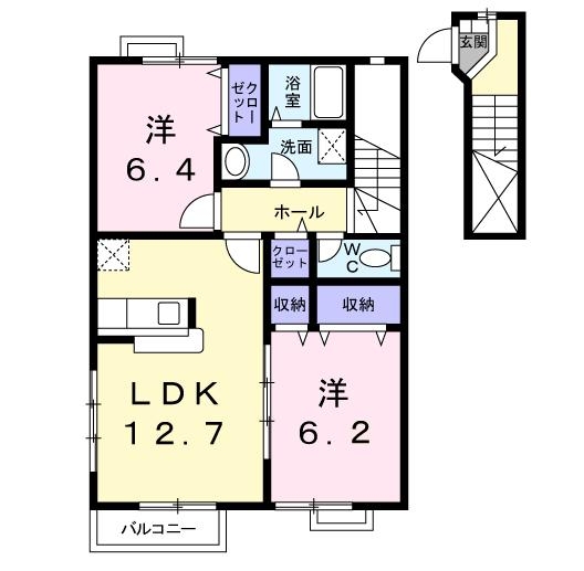 グラン　ヴェルジェＡ 2階の物件の間取図