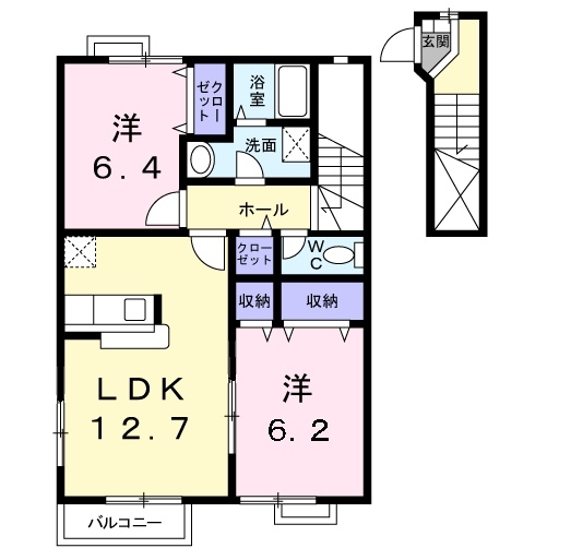 グラン　ヴェルジェＢ 2階の物件の間取図