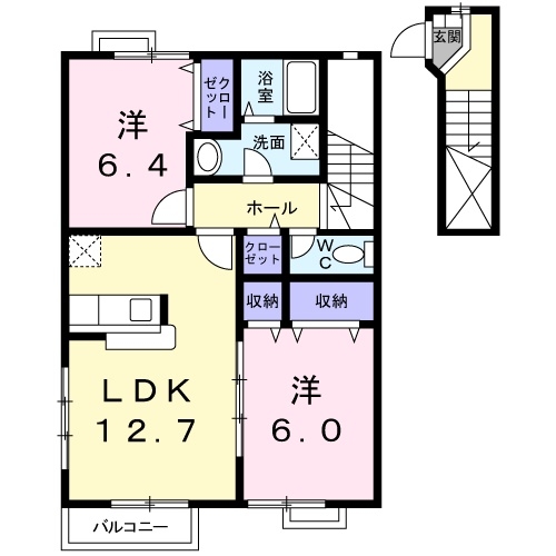 グラン ヴェルジェD 2階の物件の間取図