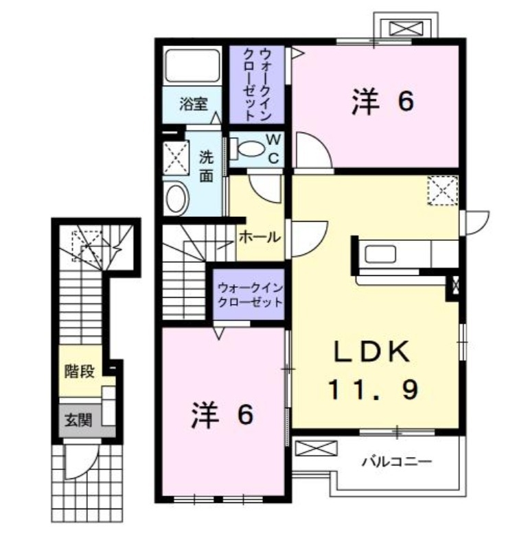 フォンテーヌⅦ 2階の物件の間取図