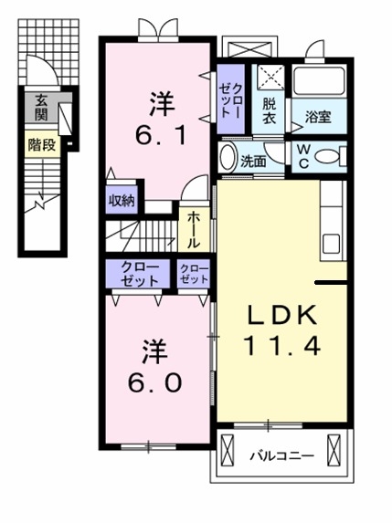 メゾン ブリーズ Ⅲ 2階の物件の間取図