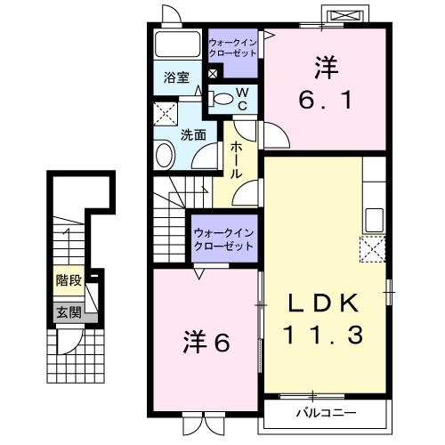 サンフィオーレ　Ｂ 2階の物件の間取図