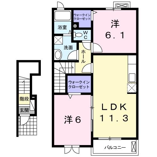 メゾンド・プラシード　Ｂ 2階の物件の間取図