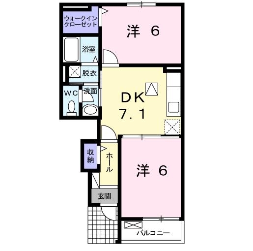 クレーデレドーノタカ&ヨッシー 1階の物件の間取図