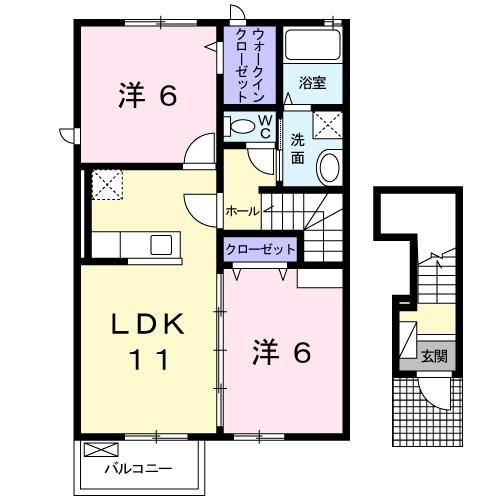 ルピナスＡ 2階の物件の間取図