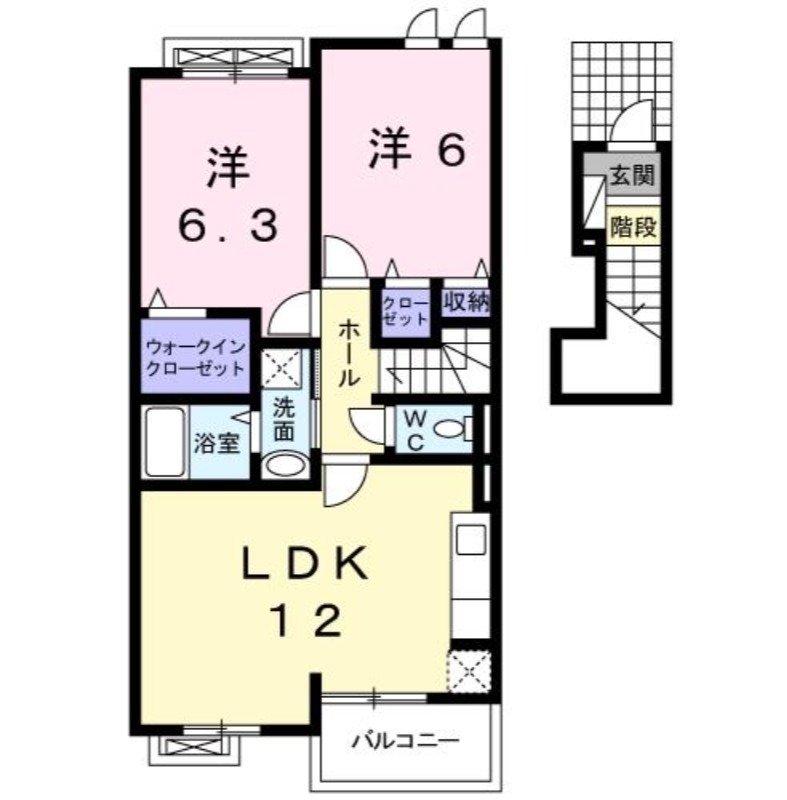 ジャムタウン　Ｗ 2階の物件の間取図