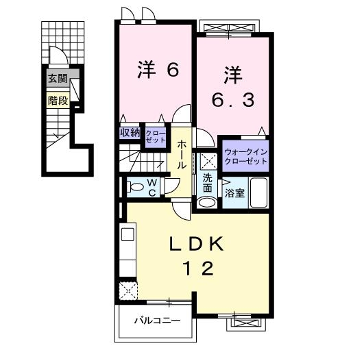 シンシアリー三笠Ⅰ 2階の物件の間取図