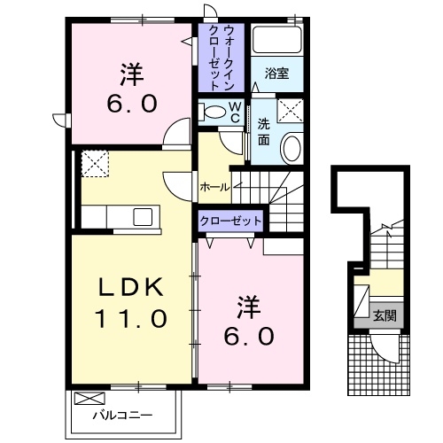 ラシュレⅡ 2階の物件の間取図