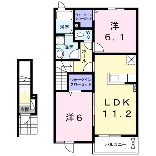 アークヒルズ知手C 2階の物件の間取図