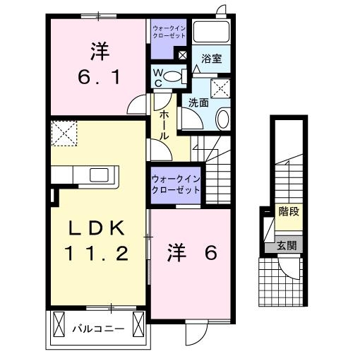 アークヒルズ知手Ｄ 2階の物件の間取図