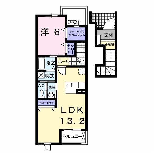 アークヒルズ知手A 2階の物件の間取図