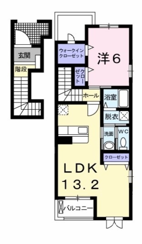 アークヒルズ知手A 2階の物件の間取図