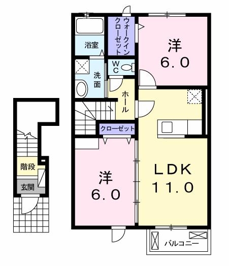 ミルキーウェイⅠ 2階の物件の間取図