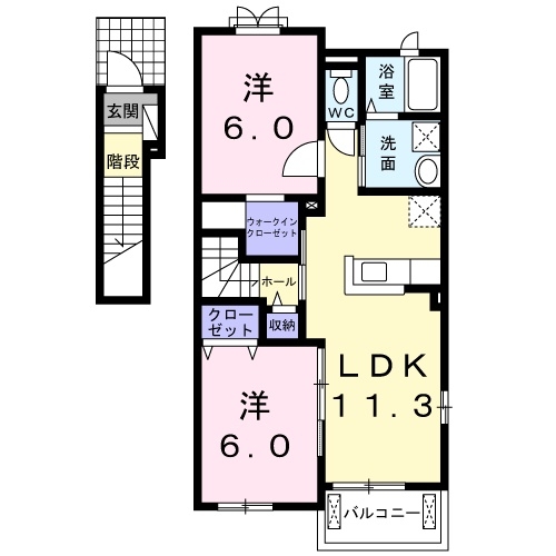 ドゥマン　クレールⅠ 2階の物件の間取図