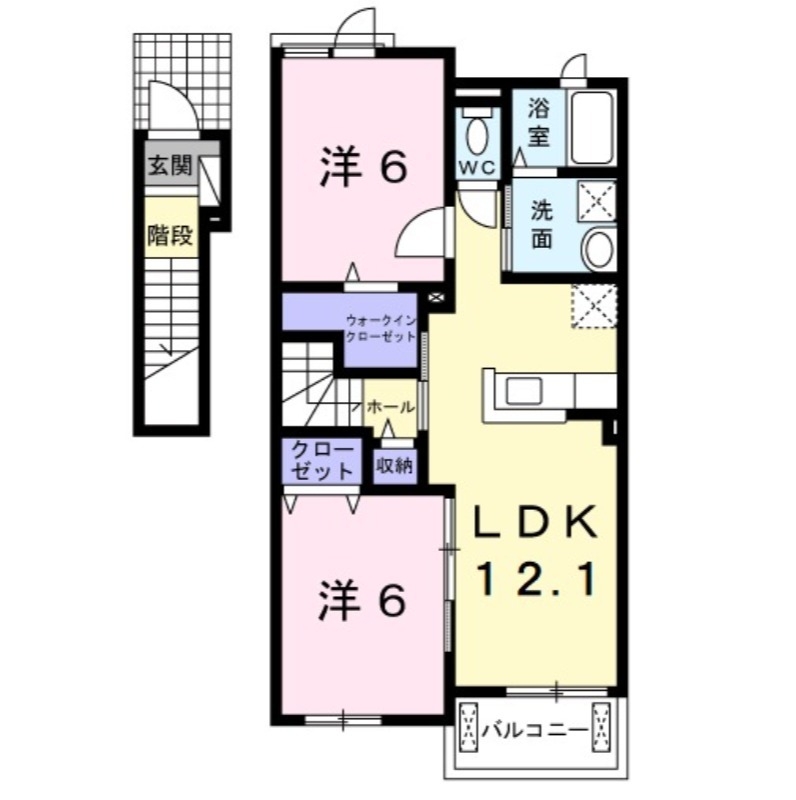 ドゥマン　クレールⅠ 2階の物件の間取図