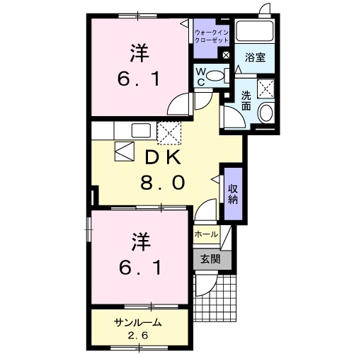 アルファードＢ 1階の物件の間取図