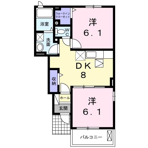 グレイスフルA 1階の物件の間取図