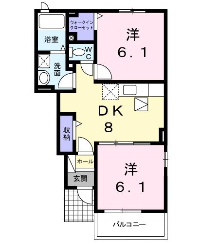 グレイスフルB 1階の物件の間取図