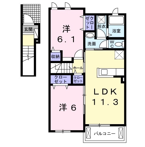エルシェアートⅡ 2階の物件の間取図
