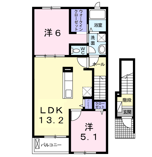 アムール下津Ⅱ 2階の物件の間取図