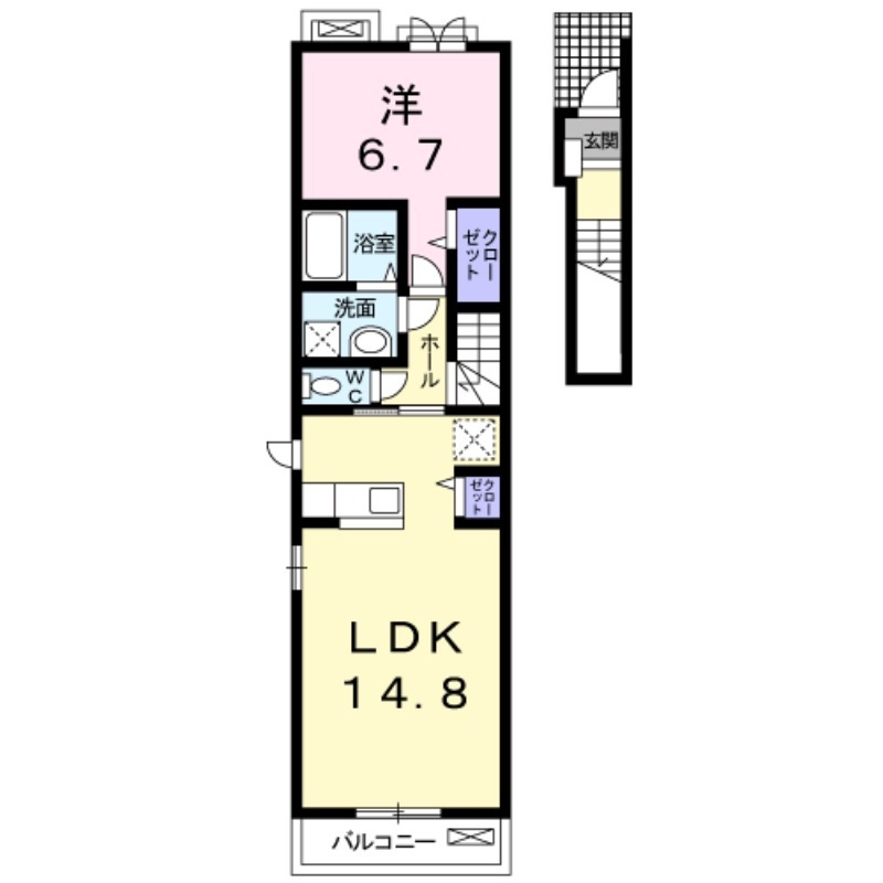 セカンドフルールKASHIMA 2階の物件の間取図