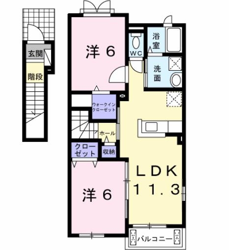 サウス　クレストⅣ 2階の物件の間取図