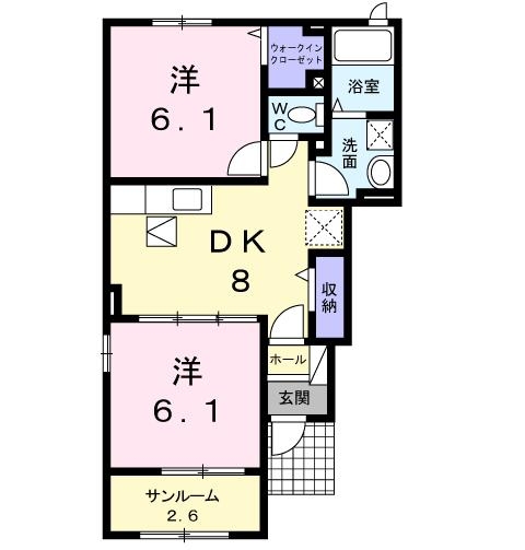 アルヴィータＢ 1階の物件の間取図