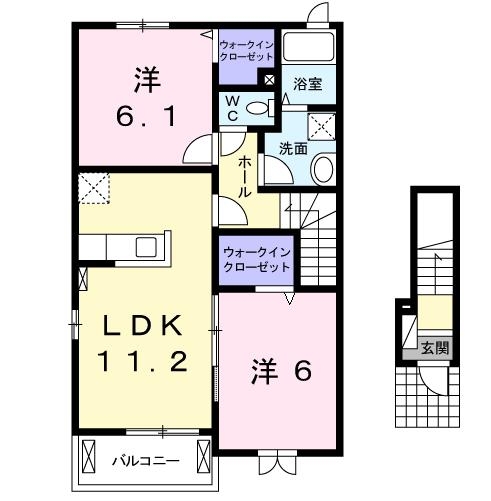 アルヴィータＣ 2階の物件の間取図