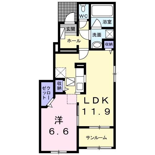 イーストシュラインⅠ 1階の物件の間取図