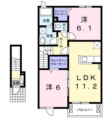 ハピネスヒルⅢ 2階の物件の間取図